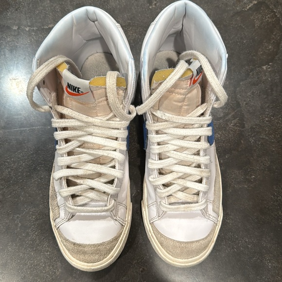 Women’s Nike Blazer Mid '77 'White Racer Blue Swoosh Sneakers - Picture 8 of 11